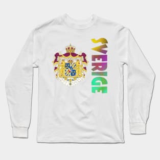 Sweden (Sverige in Swedish) Coat of Arms Design Long Sleeve T-Shirt